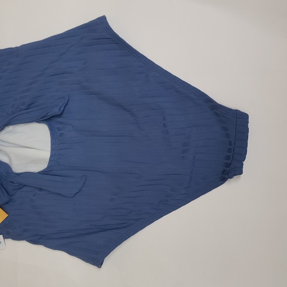 NEW! Wide-Ribbed Ring Detail Medium Coverage One Piece Swimsuit - Kona Sol, Blue - Picture 8 of 9